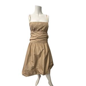 BCBG cocktail Dress size 4 midi bubble hem silk tafetta Gold gala formal new